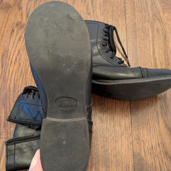 Black Leather Lace-Up Boots - Picture 5 of 5